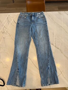 American Eagle Outfitters Light Blue Flare Jeans with Front Slits